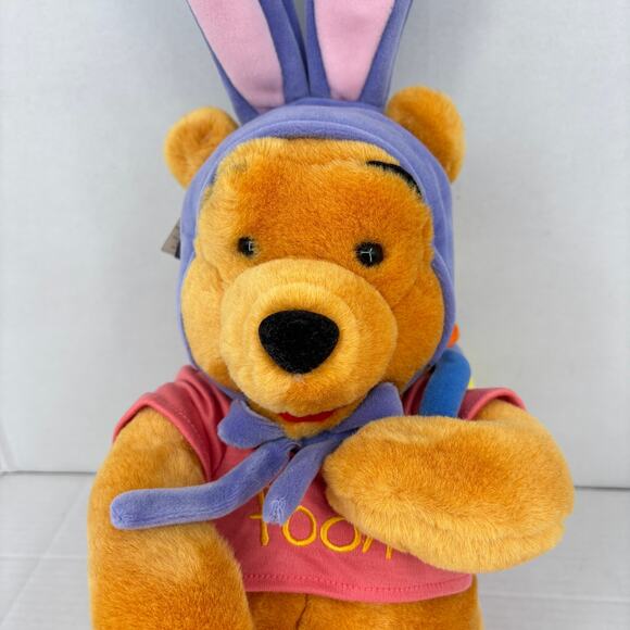 Disney Store Winnie Pooh Bear Plush Easter Egg Backpack Chick Bunny Ears 12 Inch - Picture 2 of 11